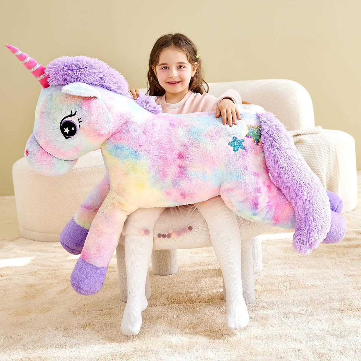 IKASA Peluche de unicornio gigante de 43 pulgadas, súper suave, sin...