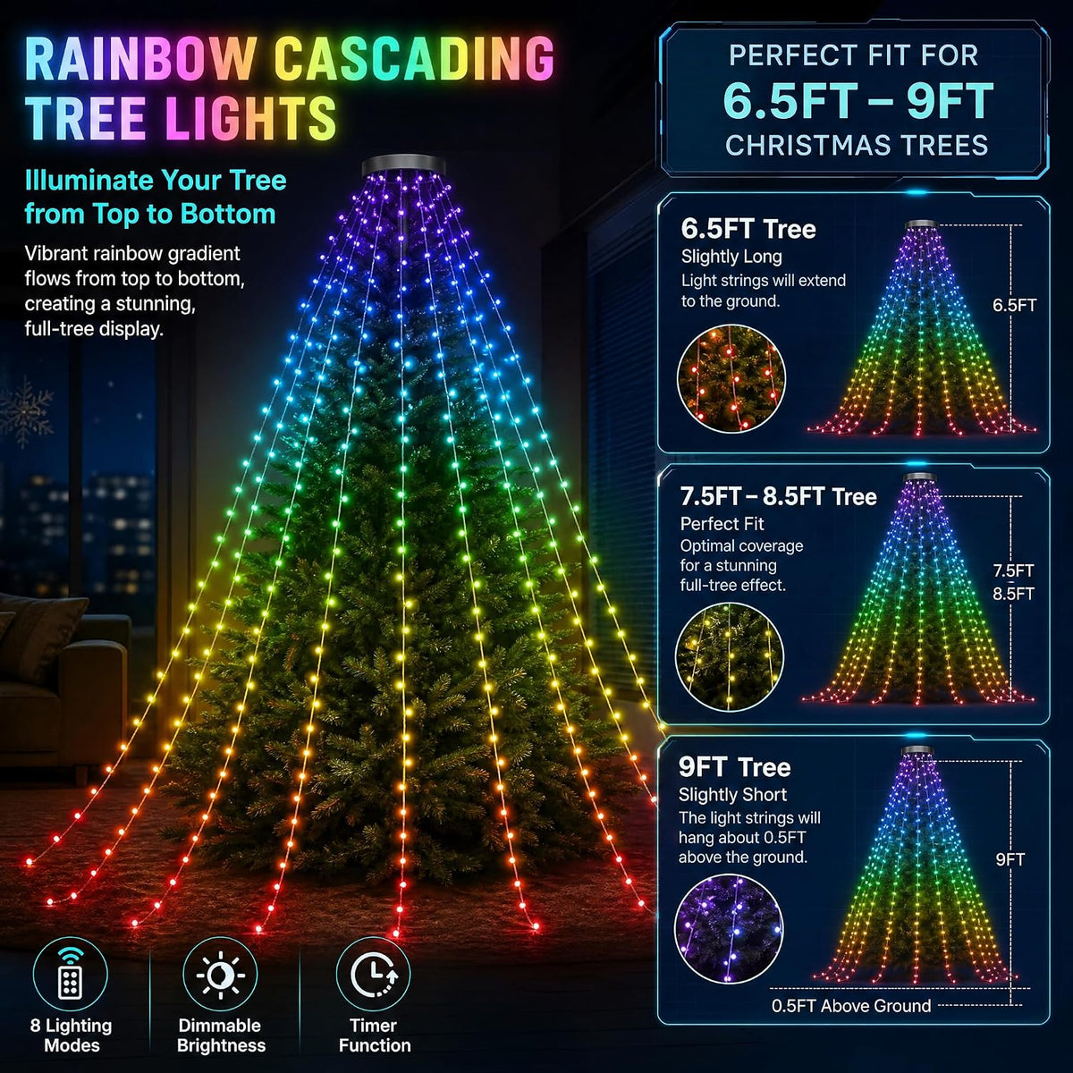 Dazzle Bright 448 luces LED inteligentes que cambian de color en ca...