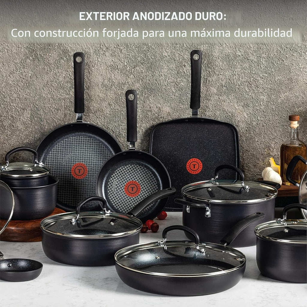 T-Fal Ultimate - Juego de utensilios de cocina anodizados y antiadh...