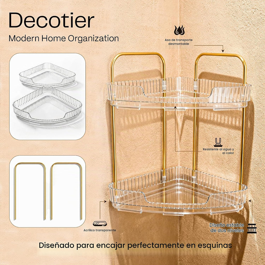 Organizador de baño esquinero de acrílico de 2 niveles, estante red...