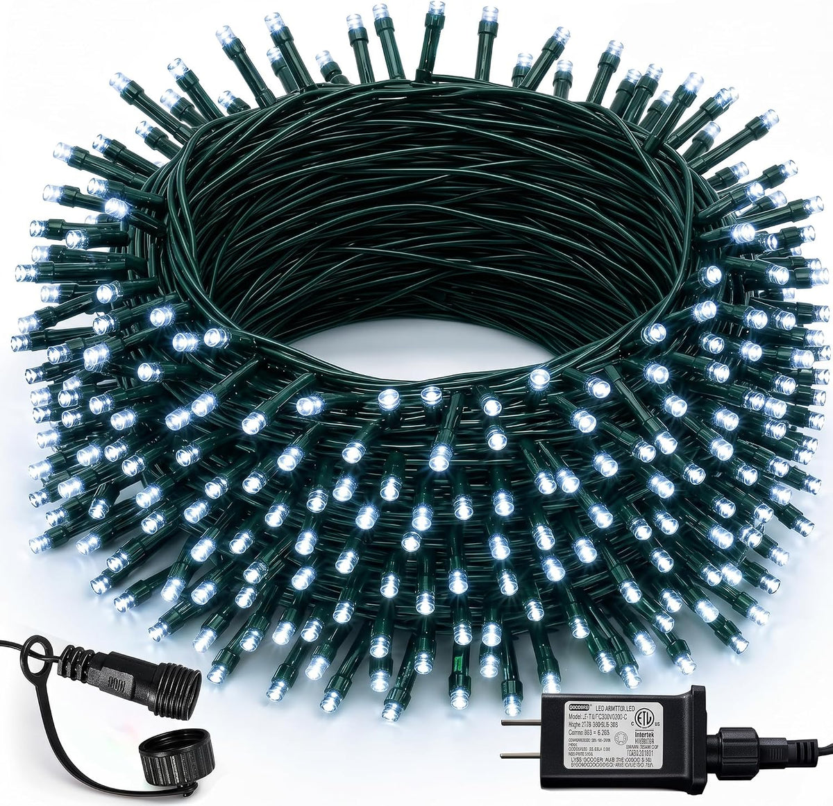 Dazzle Bright - Guirnalda de luces navideñas, 300 LED, 100 pies, 8...