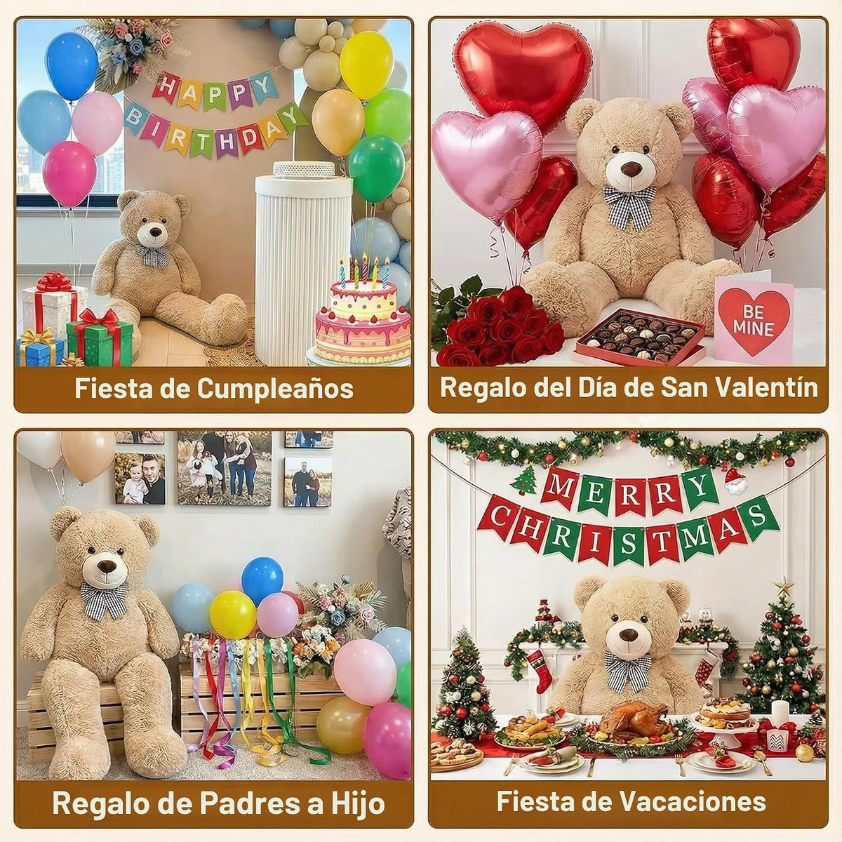 pelzutm Oso de peluche grande marrón gigante de 47 pulgadas, animal...