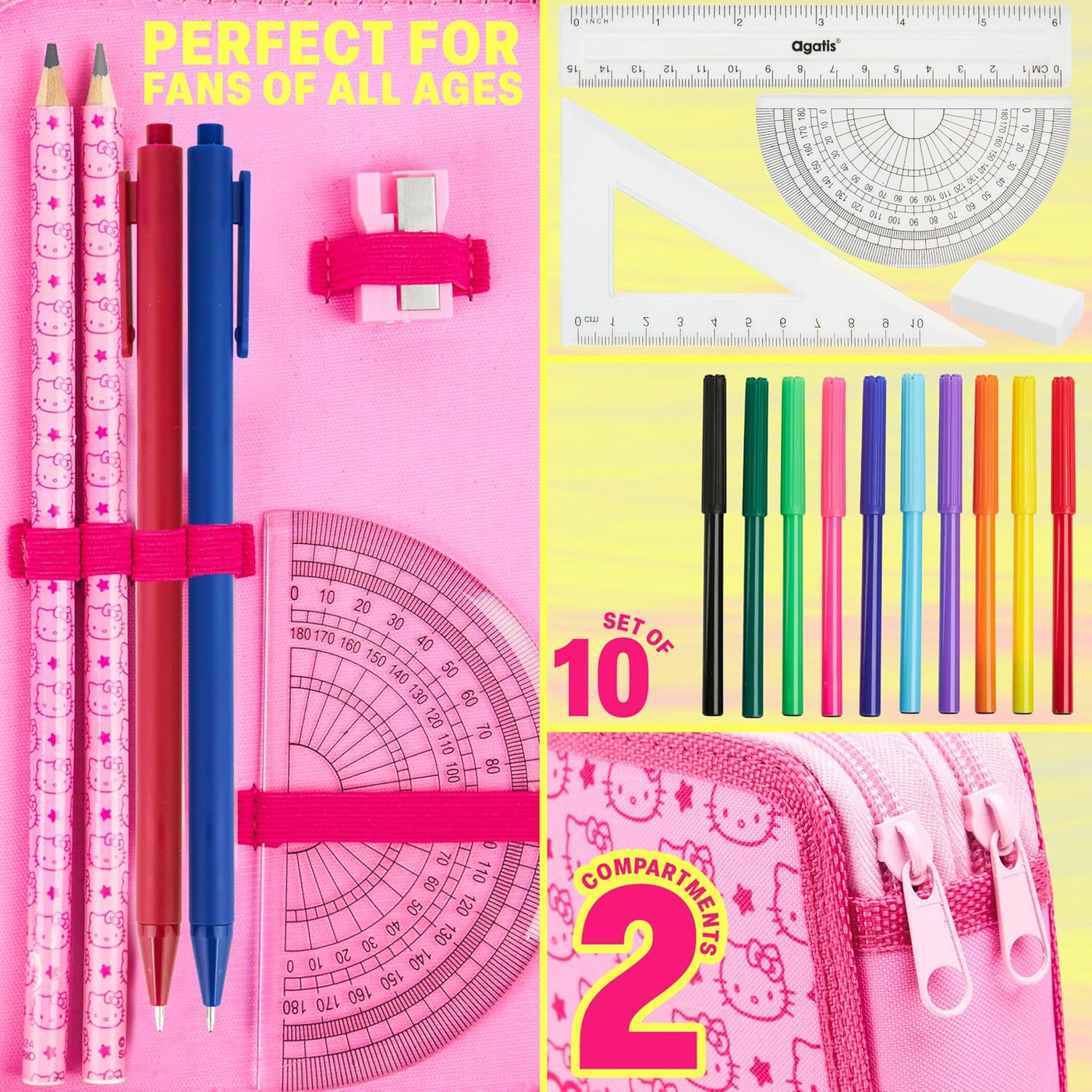 Hello Kitty Sanrio - Estuche para lápices de colores para niños, ma...