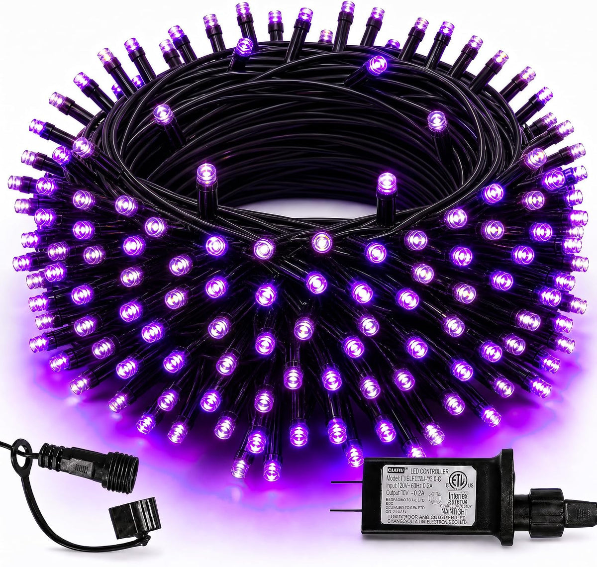 TW SHINE Luces de Halloween, 200 LED de 66 pies al aire libre, luz...