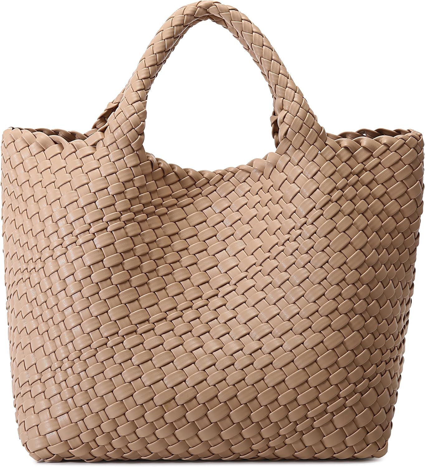 Bolso tejido para mujer, bolso tote de cuero vegano grande para ver...