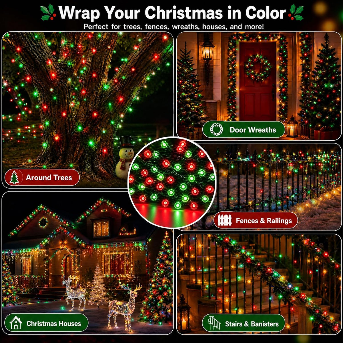 TW SHINE Luces de Navidad, 200 LED de 66 pies de luces de Navidad a...