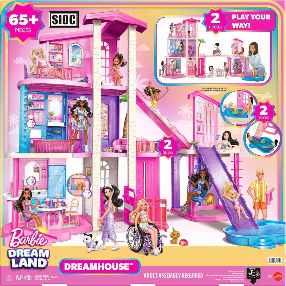 Barbie Casa de muñecas Dreamhouse | 43" de alto, ascensor, 9 ár...