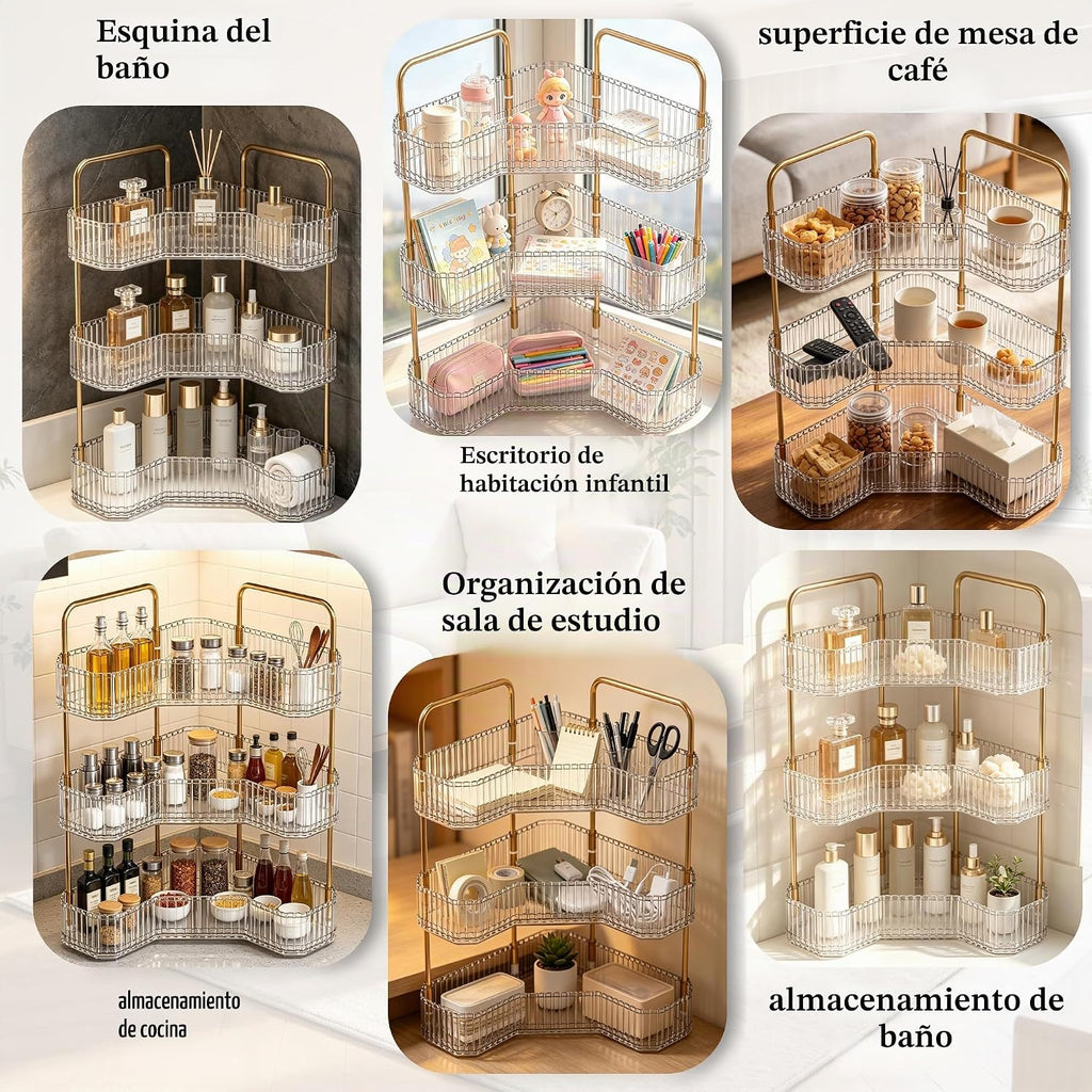 Organizador de baño esquinero de 3 niveles, estante para mostrador...