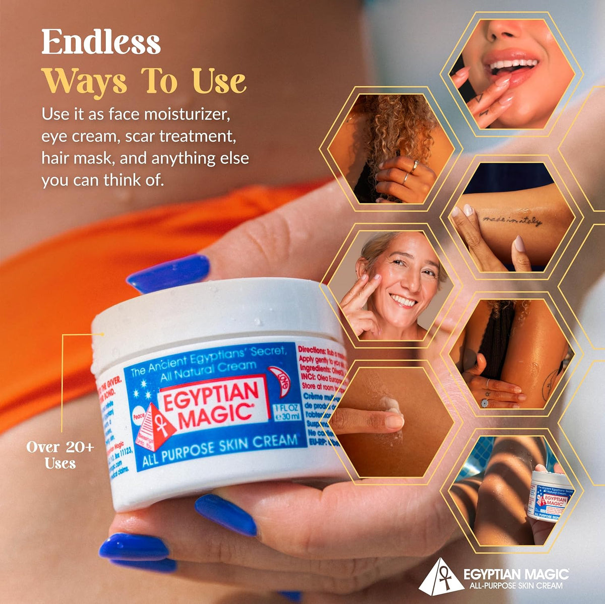Magia egipcia - Crema hidratante multiusos para rostro, cuerpo y pi...