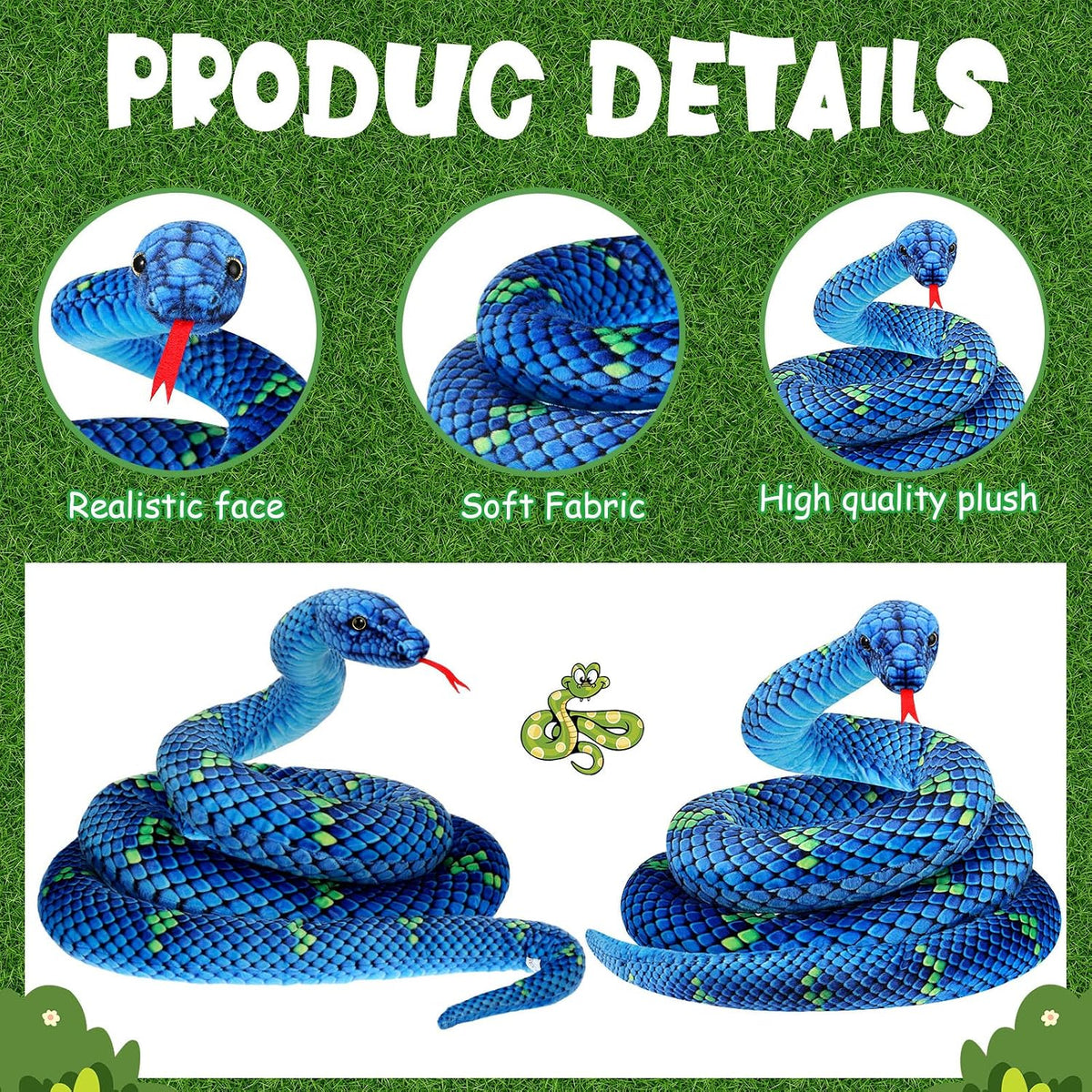 Hiboom Peluche de serpiente gigante de 110 pulgadas, peluche grande...