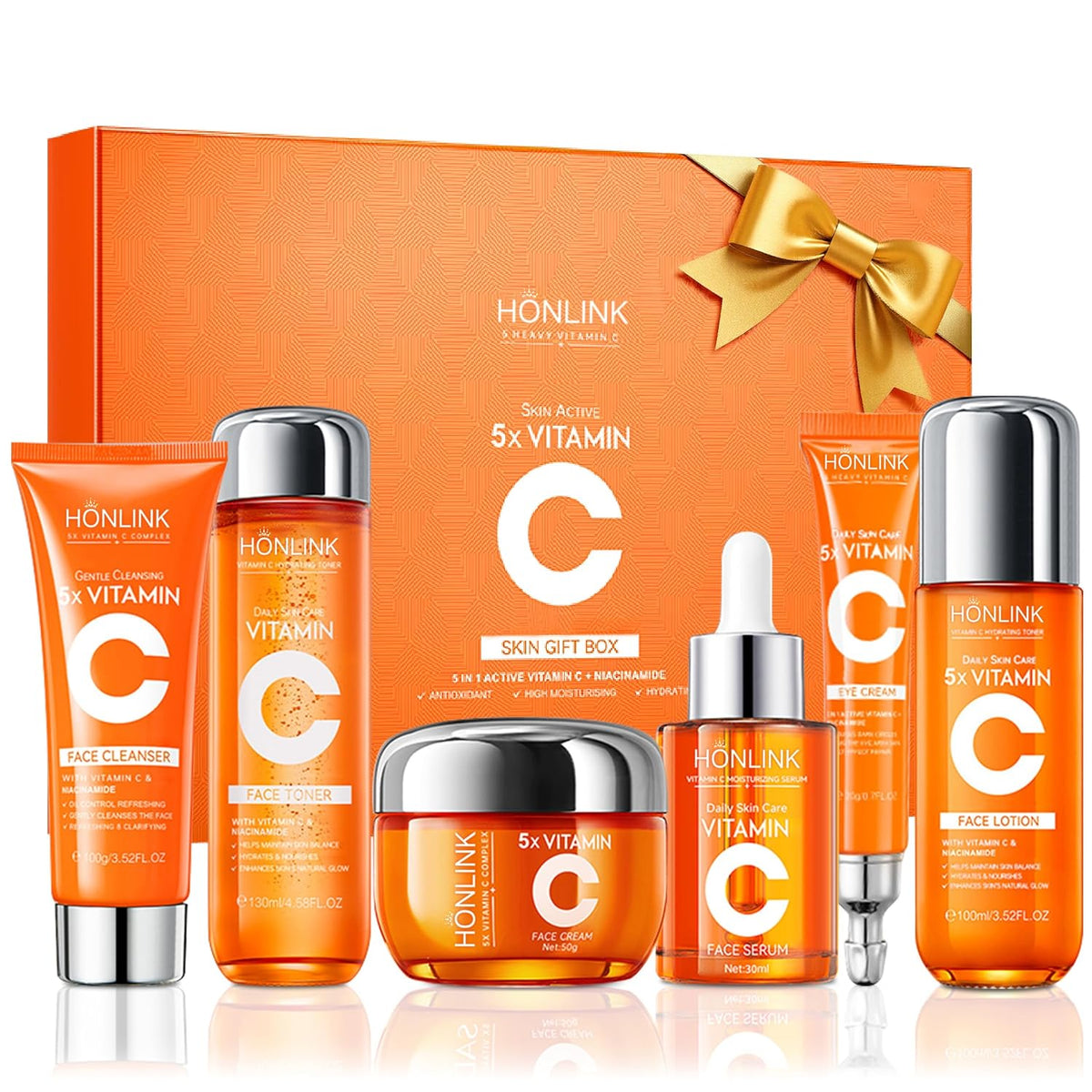 Set de cuidado de la piel con niacinamida de vitamina C, rutina dia...