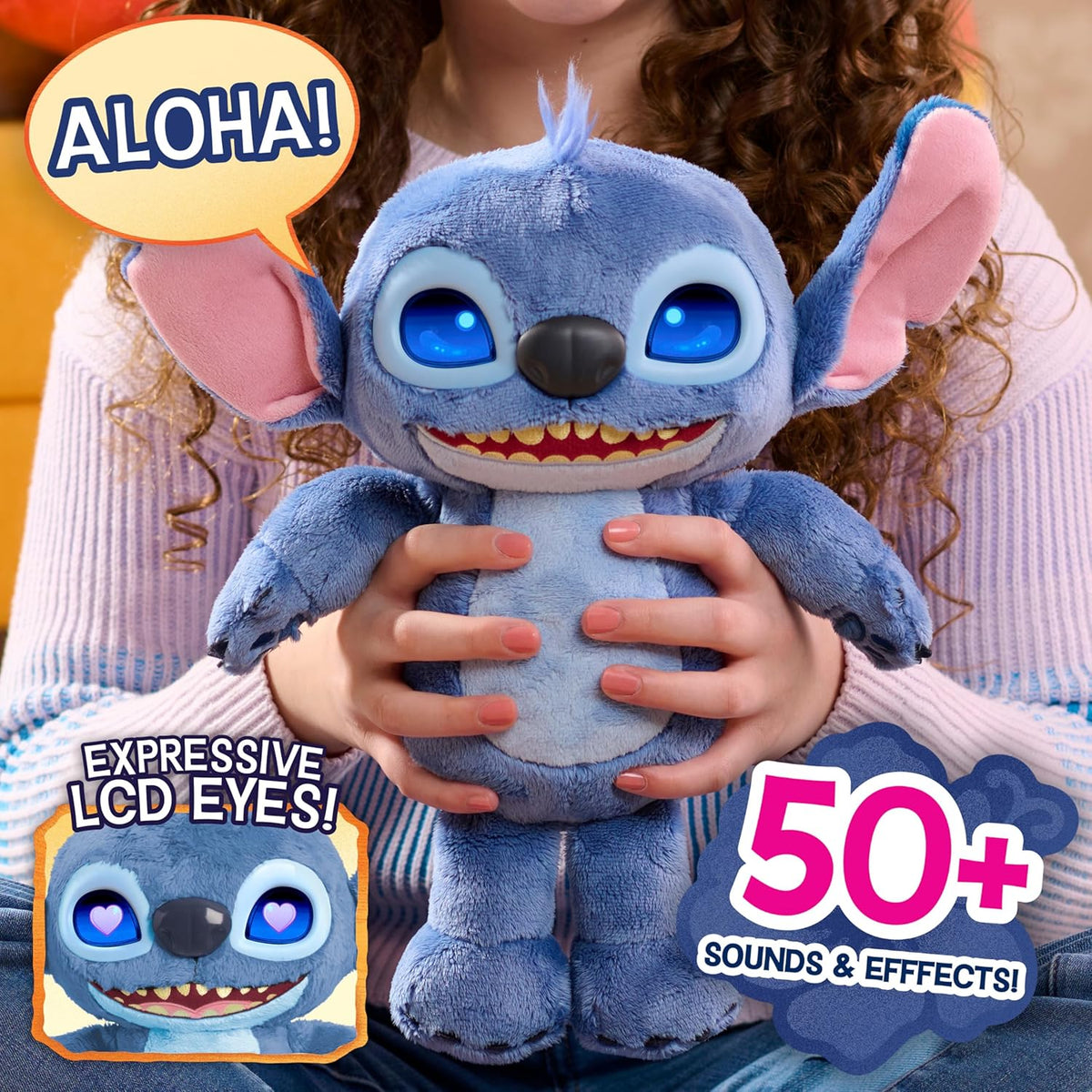 Disney Stitch Just Play Many Moods - Peluche interactivo de 14 pulg...