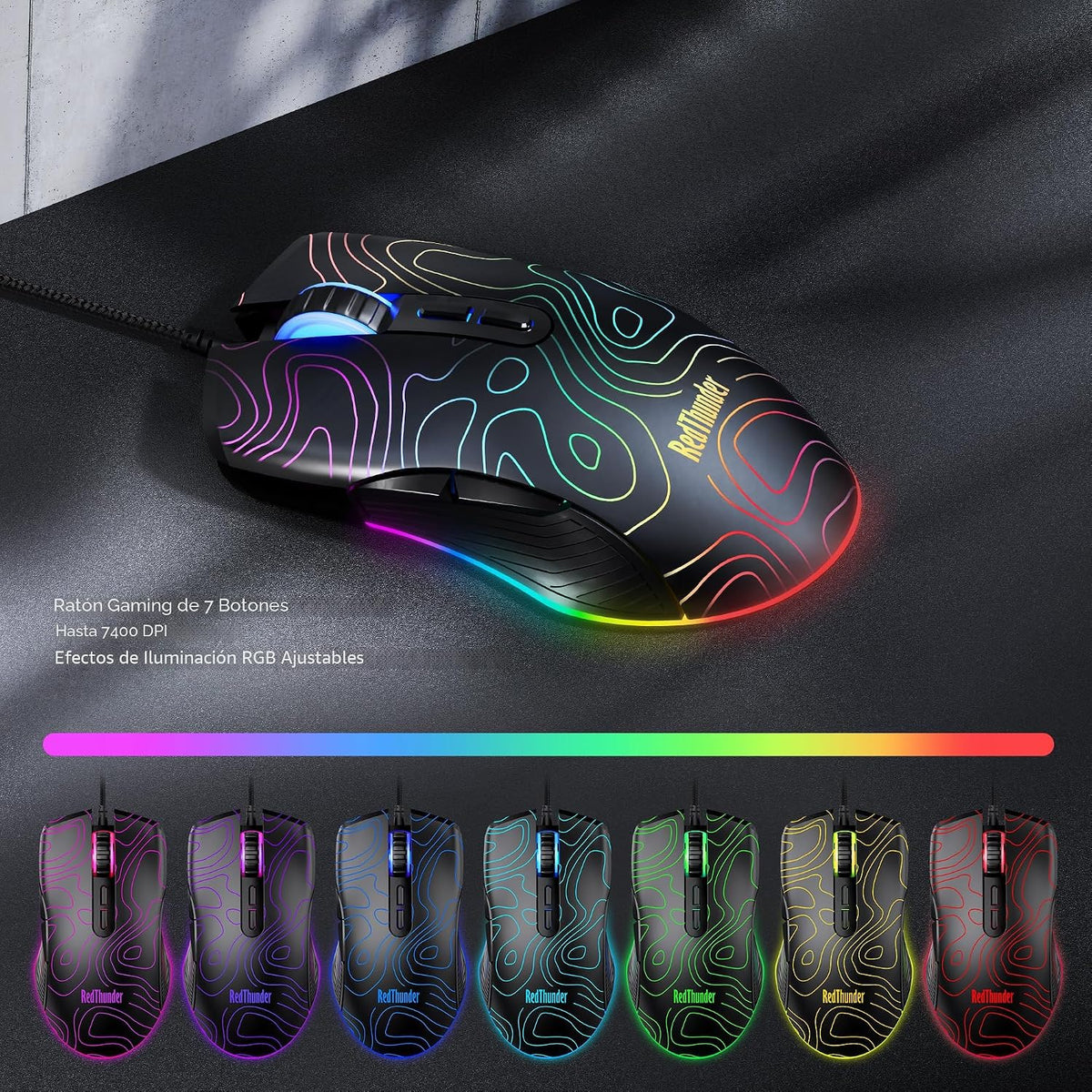 RedThunder K10 - Combo de teclado y mouse para juegos con cable con...