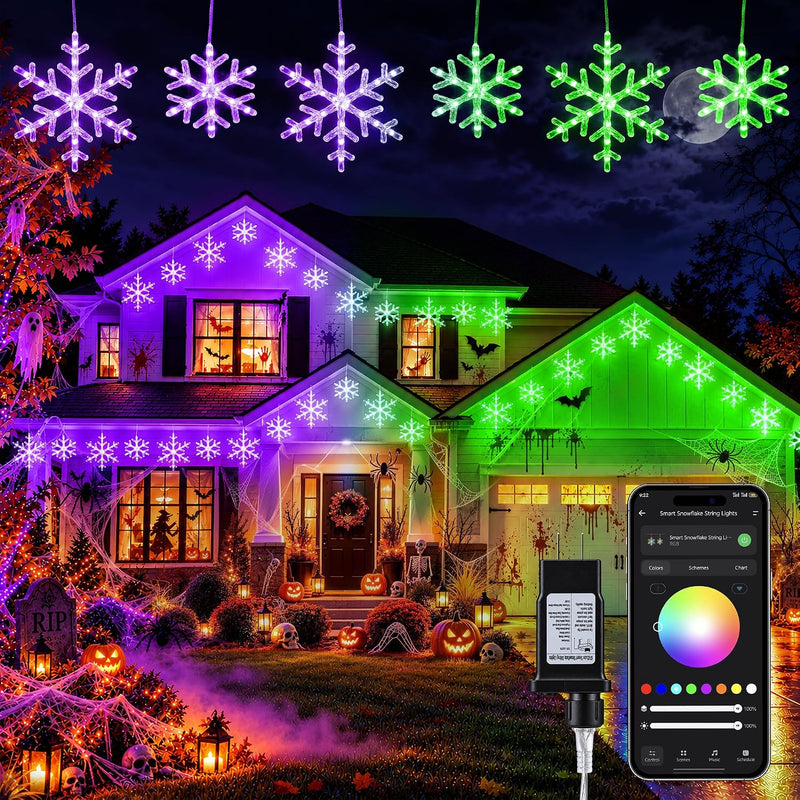 BrizLabs Luces de carámbano de copo de nieve inteligentes, luces de...