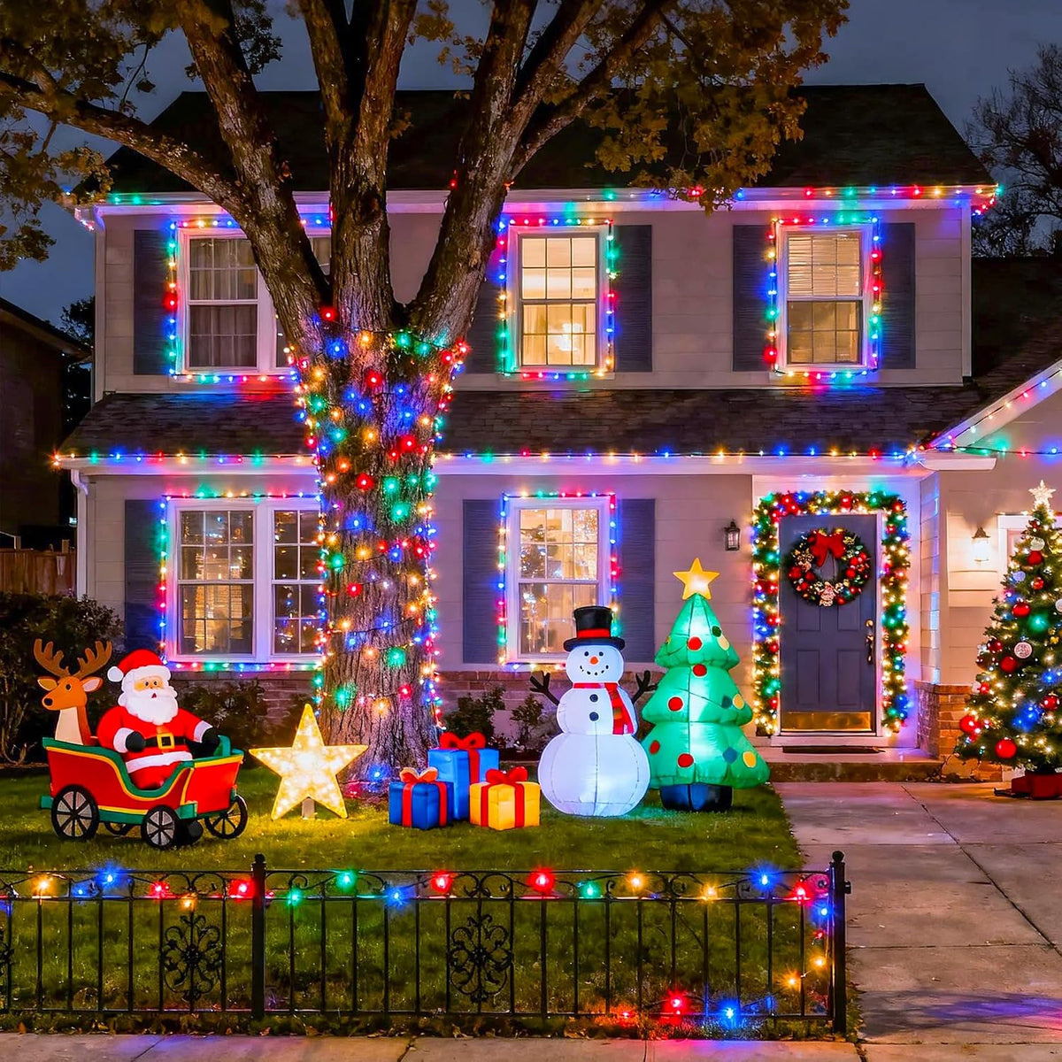 JMEXSUSS 200 luces LED multicolor para árbol de Navidad, alambre tr...