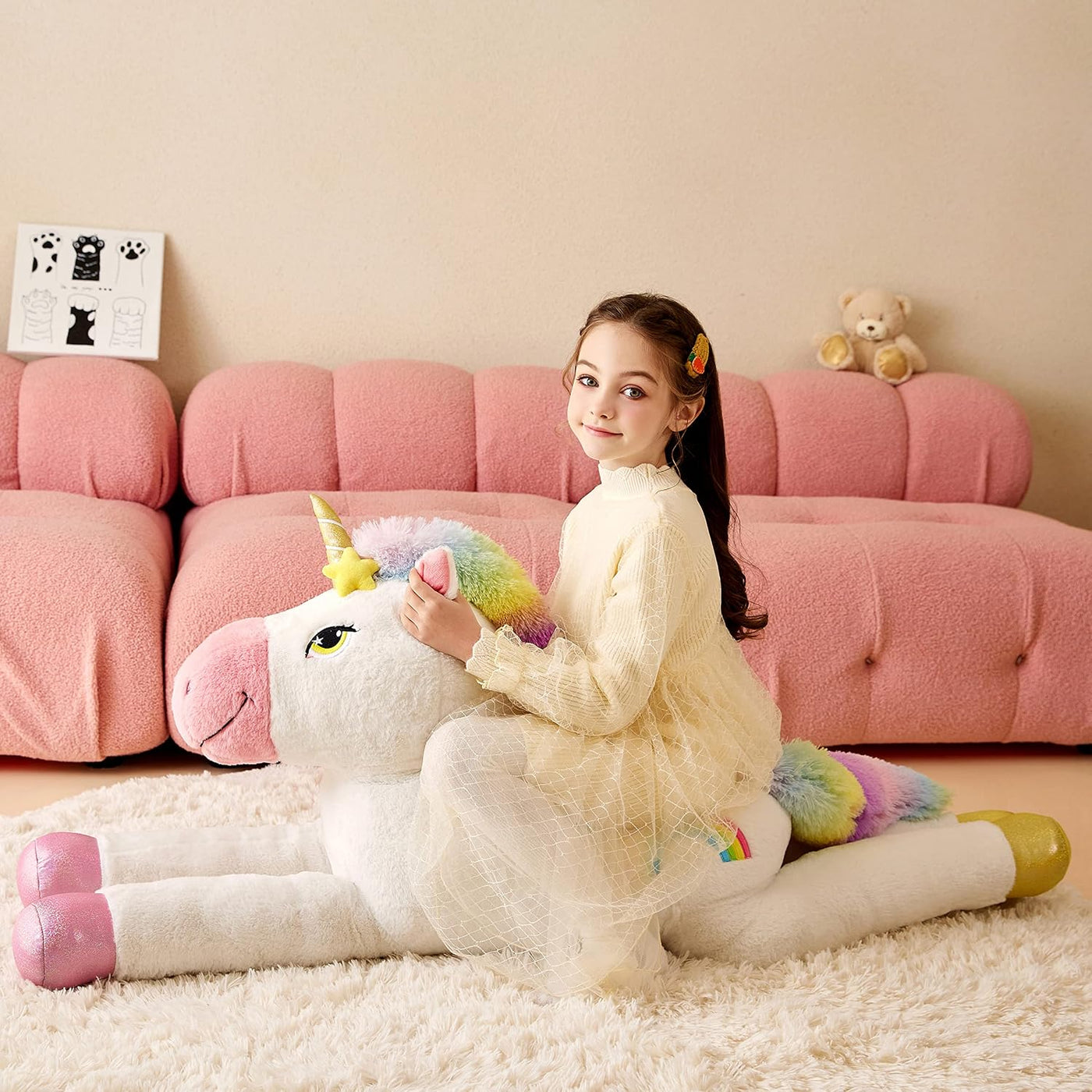 Tumyay Peluche de unicornio gigante, juguete suave de 51 pulgadas,...