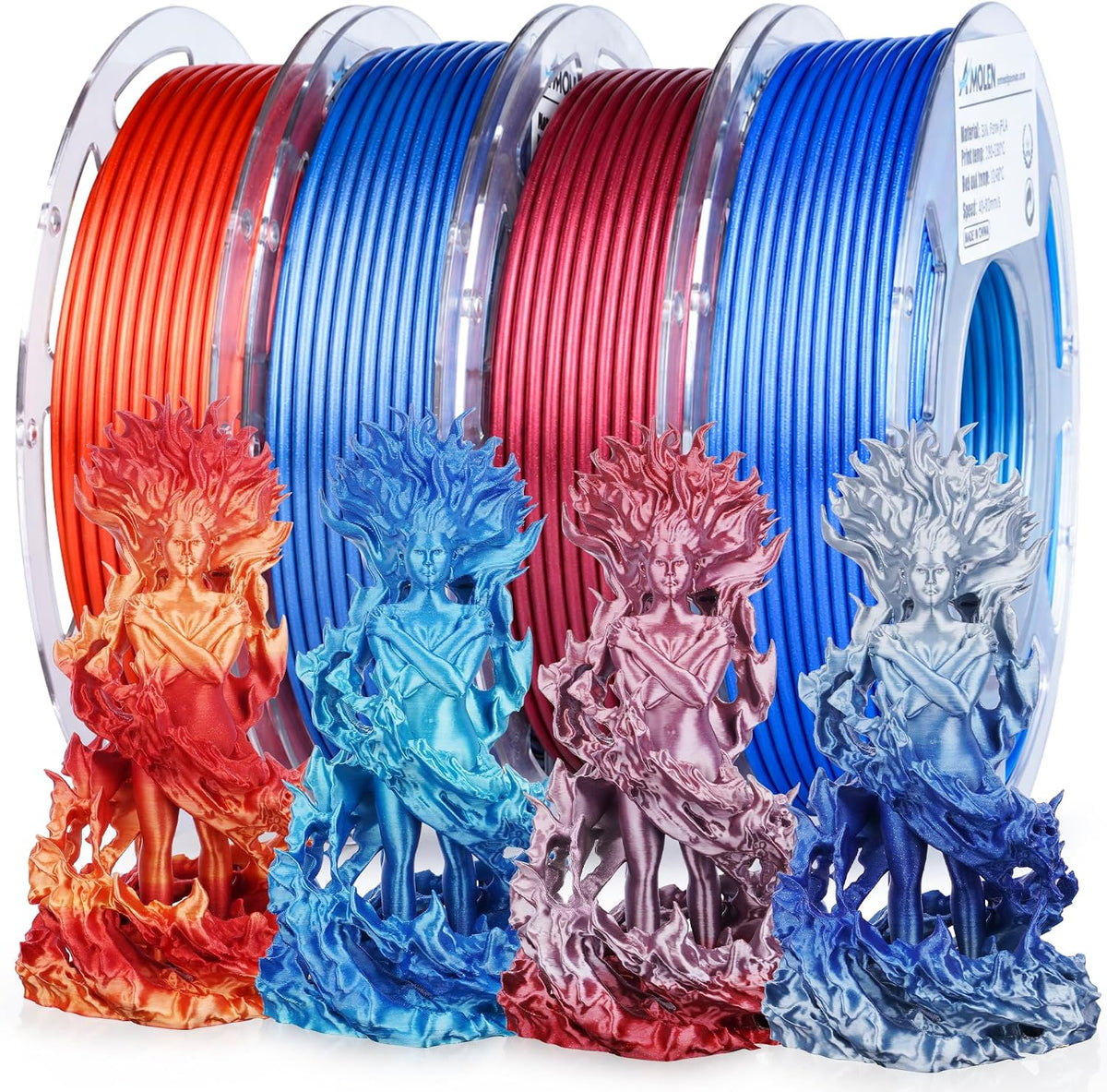 AMOLEN Paquete de filamento PLA de seda, para impresora 3D, degrada...