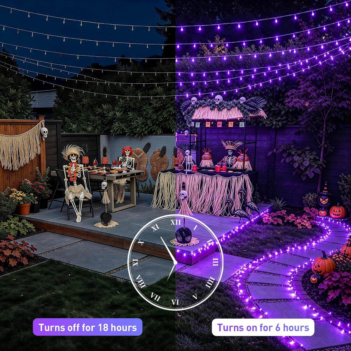 JMEXSUSS Luces moradas de Halloween de 99 pies, 300 luces LED morad...