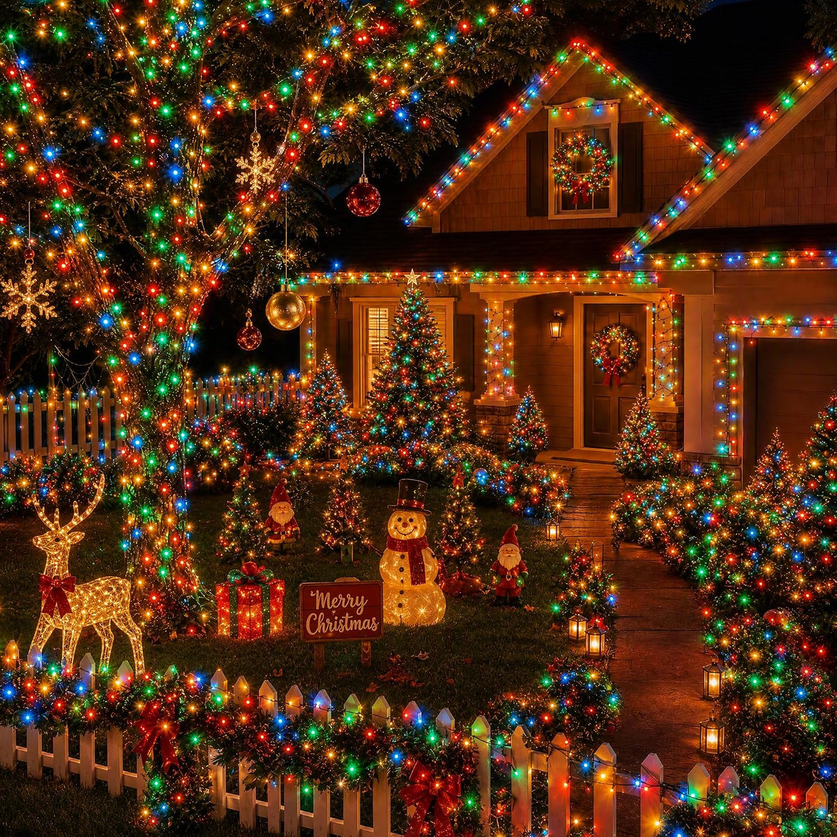 TW SHINE Luces navideñas, total de 400 LED de 132 pies, luces navid...