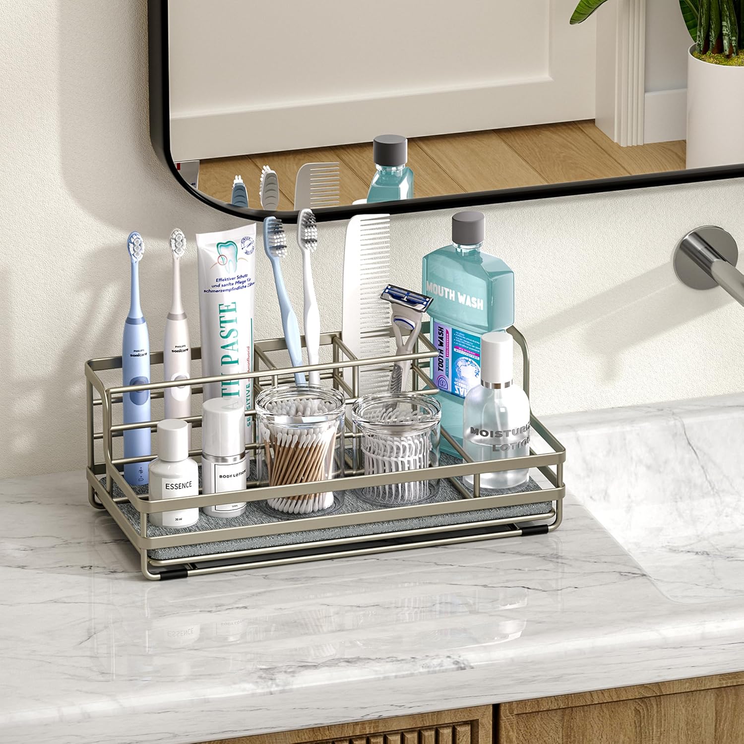 HapiRm Portacepillos de dientes para baño - Organizador de encimera...