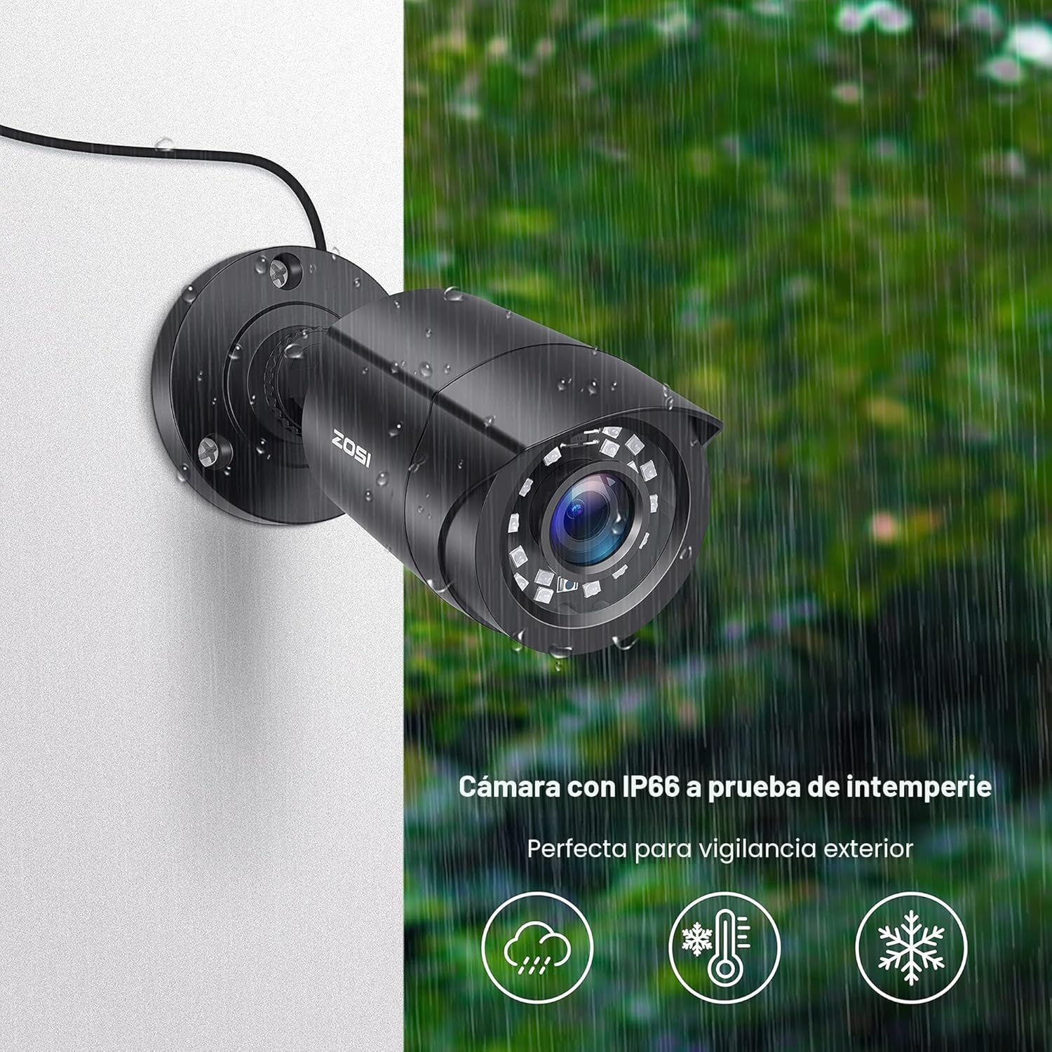 ZOSI Cámara de seguridad con cable 1080P HD TVI, paquete de 4, visi...