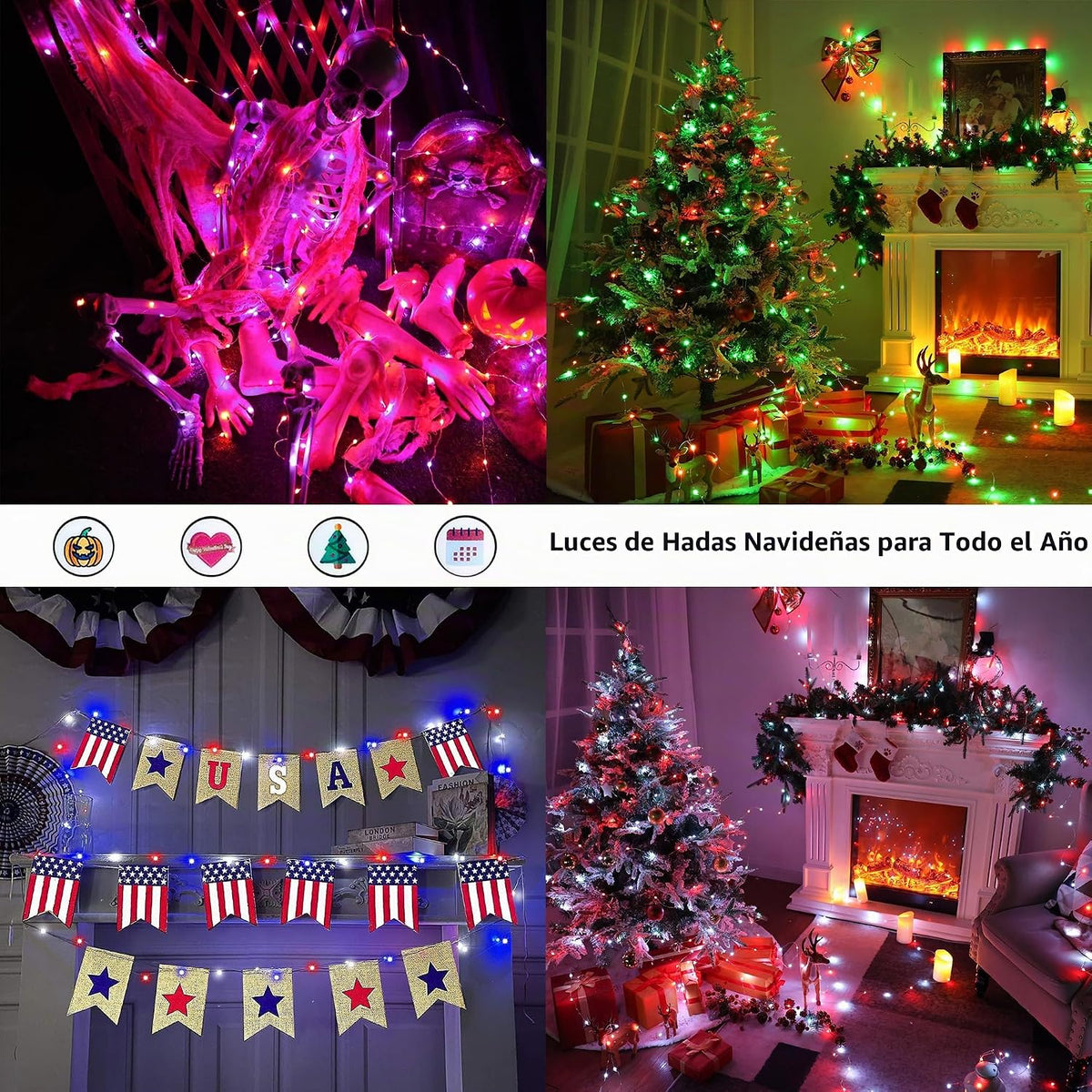 BrizLabs Enchufe de luces de hadas que cambian de color, 100 luces...