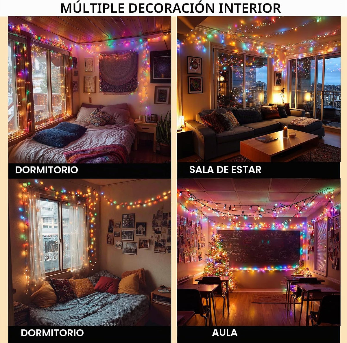 Dazzle Bright Guirnalda de luces de Navidad, 600 luces LED de 196 p...