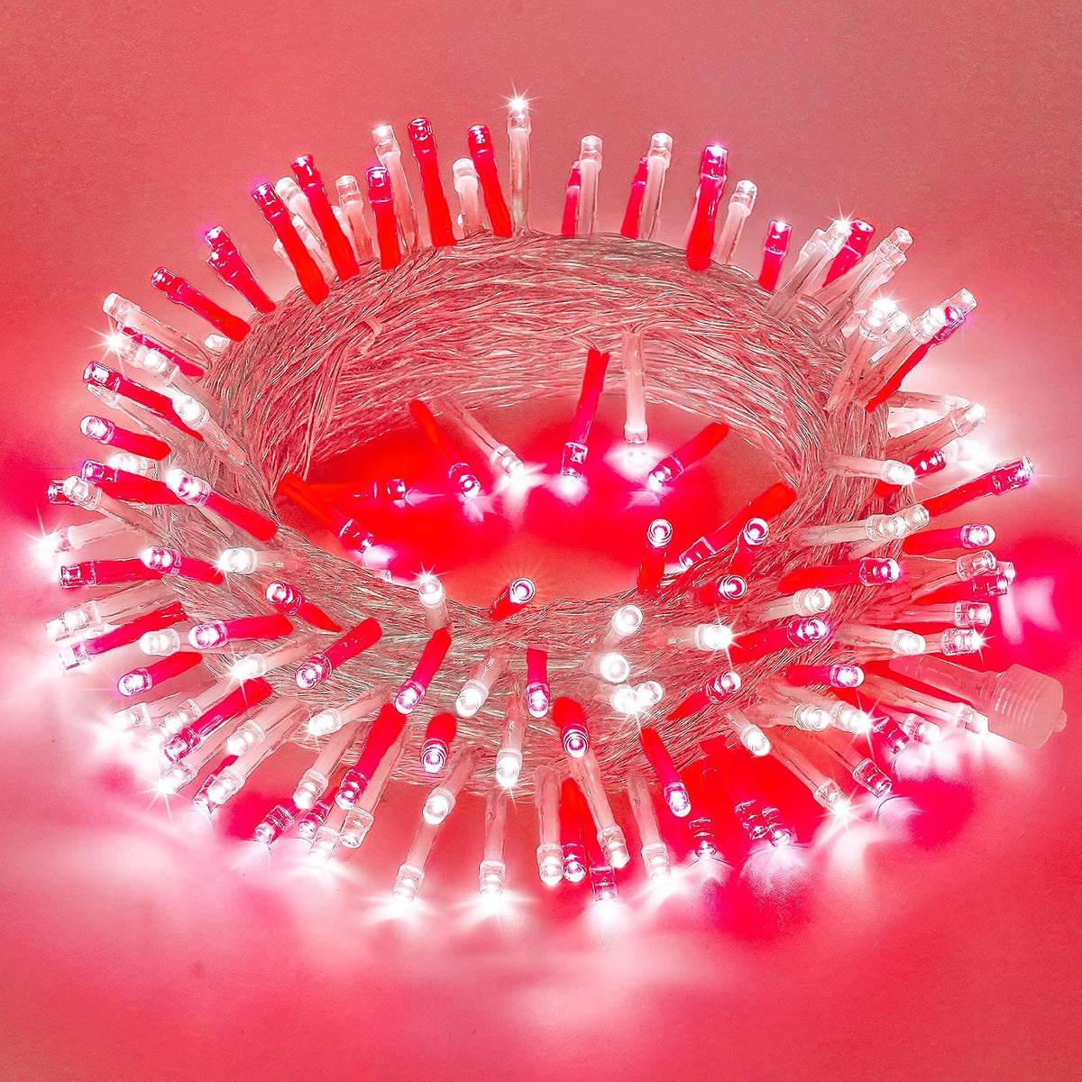 JMEXSUSS 200 LED Cadena de luces rojas y blancas para interiores y...