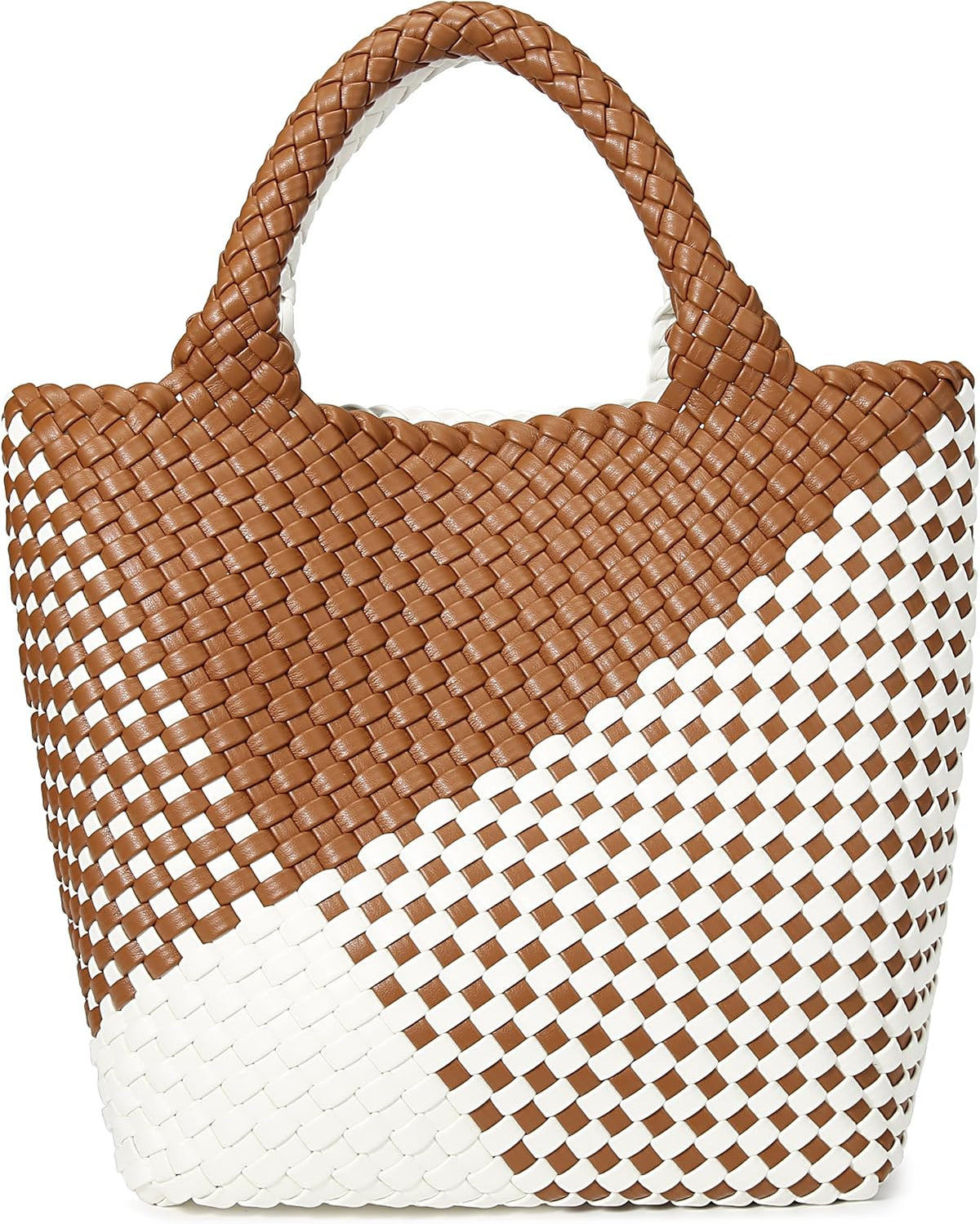 Bolso tejido para mujer, bolso tote de cuero vegano grande para ver...