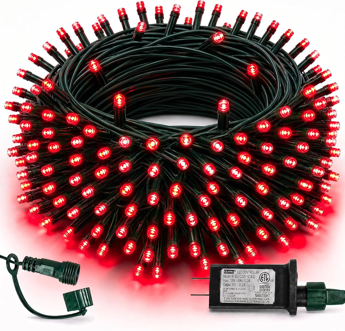 TW SHINE Luces de Navidad, 200 luces LED de 66 pies para exteriores...