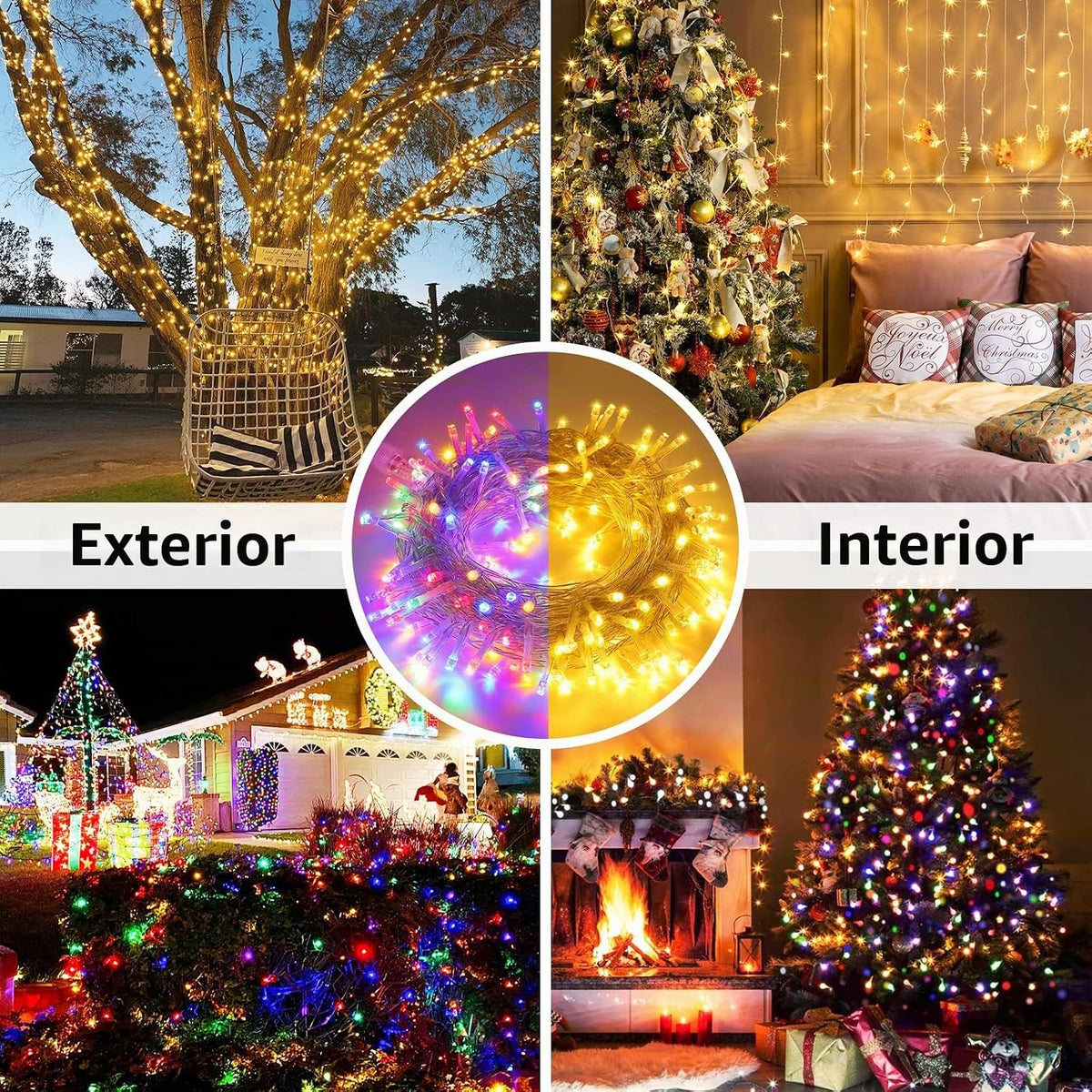 JMEXSUSS 200 LED blanco cálido y multicolor luces de cadena que cam...
