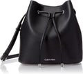 Calvin Klein Gabrianna Bolsa al hombro para mujer | Faux Leather, Adjustable Convertible Strap, Drawstring Closure, 2 Slip Pockets, 1 Zip Pocket, Everyday