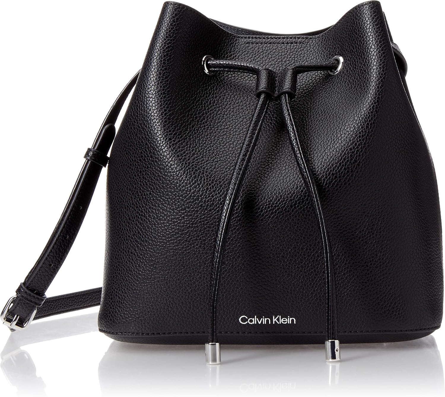Calvin Klein Gabrianna Bolsa al hombro para mujer | Faux Leather, Adjustable Convertible Strap, Drawstring Closure, 2 Slip Pockets, 1 Zip Pocket, Everyday