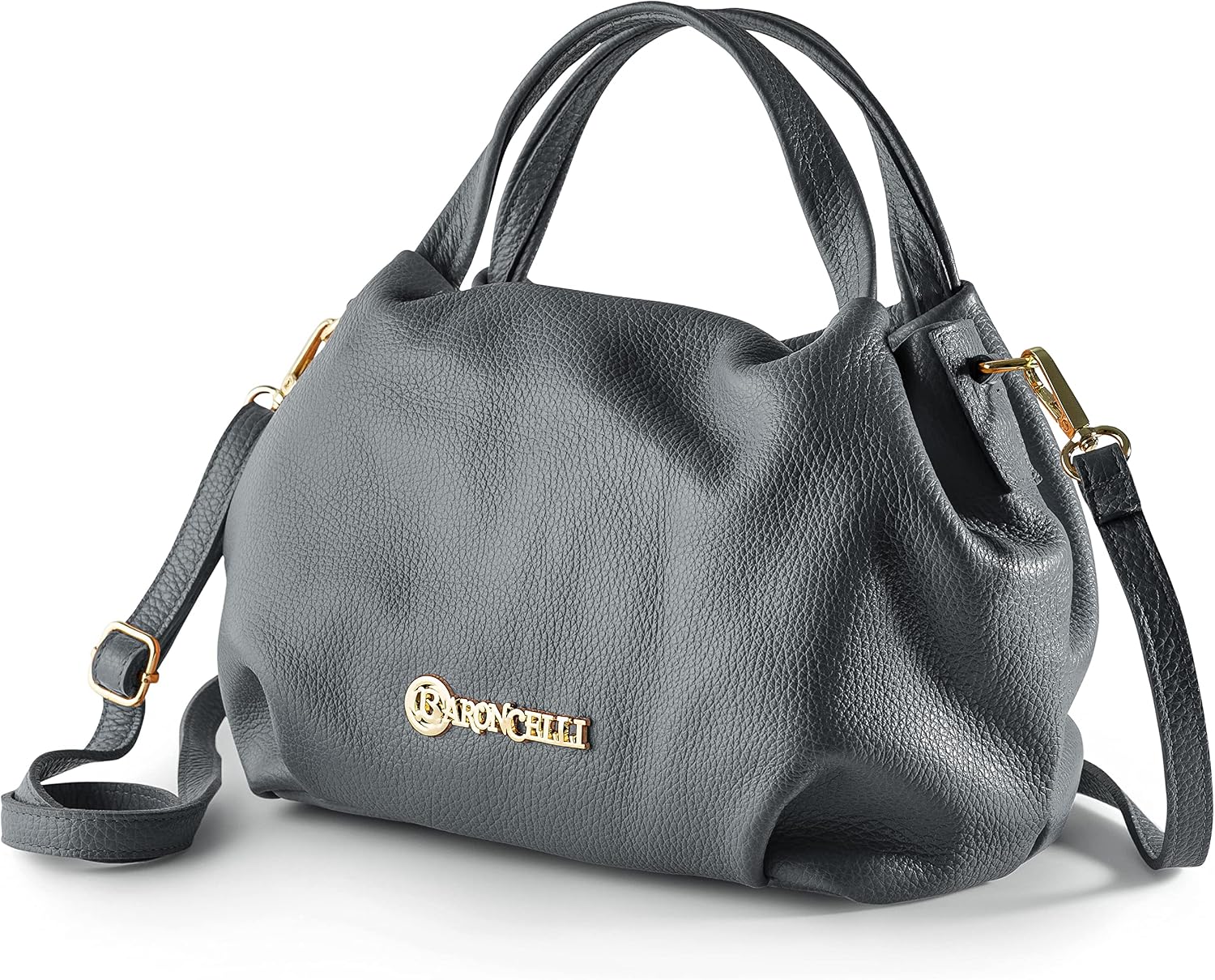 Bandolera Baroncelli de cuero italiano, de piel suave auténtica de tamaño mediano