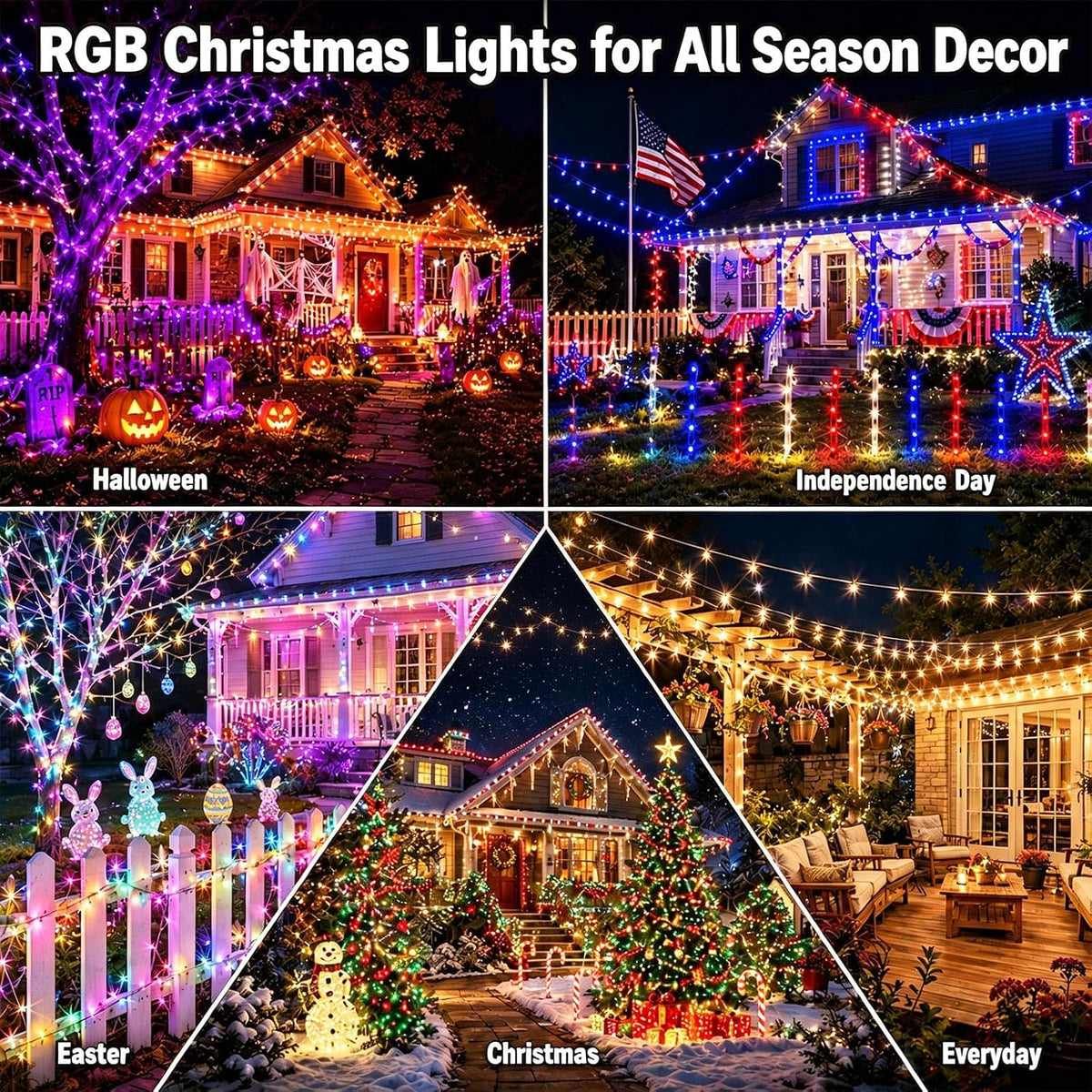 Aplicación inteligente de luces navideñas que cambian de color y co...
