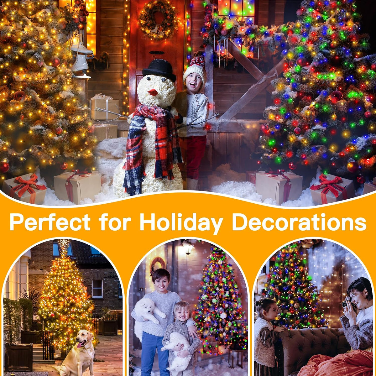 Ollny Luces de árbol de Navidad 400LED 8.2 pies x 16 multicolor y b...