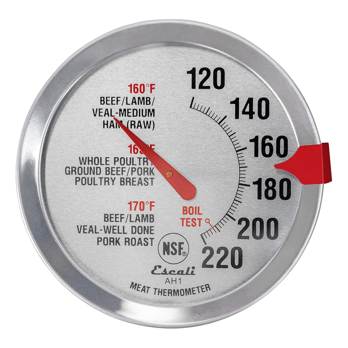 Escali AH1 Termómetro de carne de acero inoxidable apto para horno,...