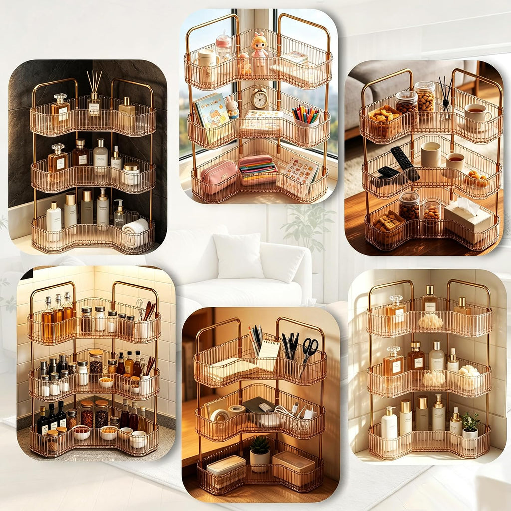 Organizador de baño esquinero de 3 niveles, estante para mostrador...