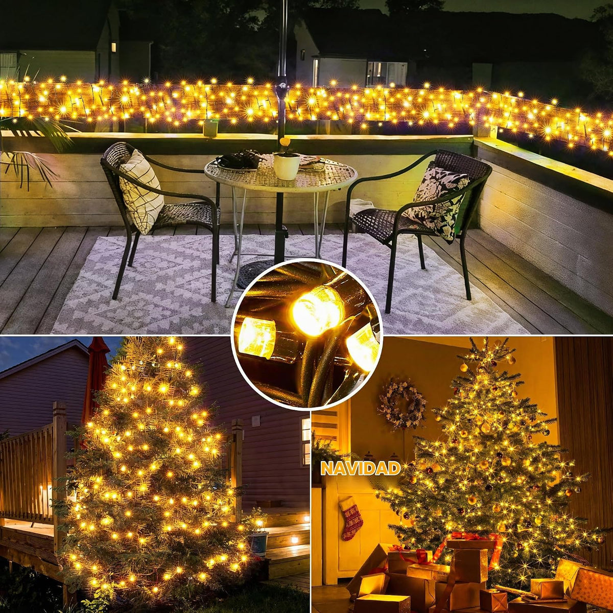 BlcTec - Luces de Navidad, 300 luces LED para árbol de Navidad de 1...