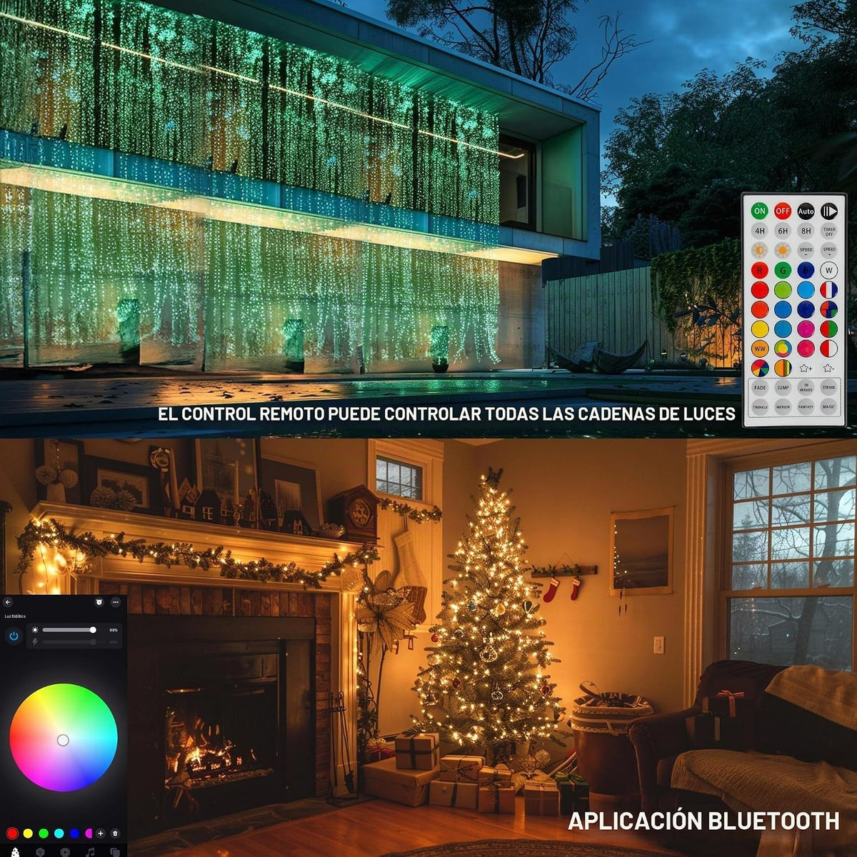 Dazzle Bright 66FT 200 LED Smart Color que cambia las luces navideñ...
