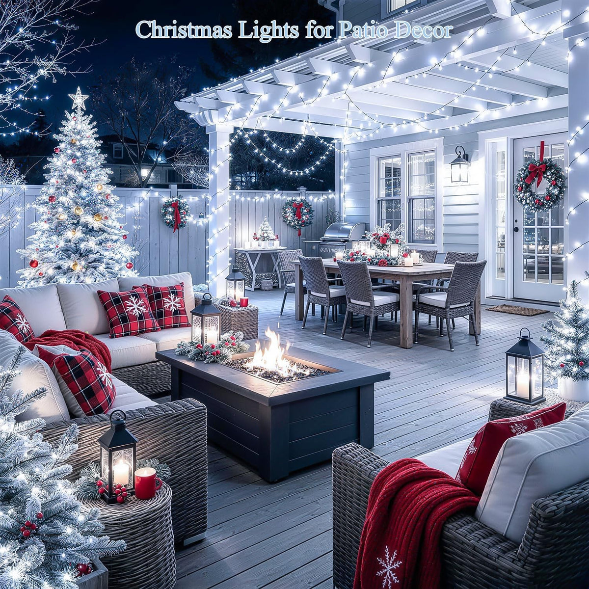 JMEXSUSS 250 luces LED blancas de Navidad para exteriores, luces de...