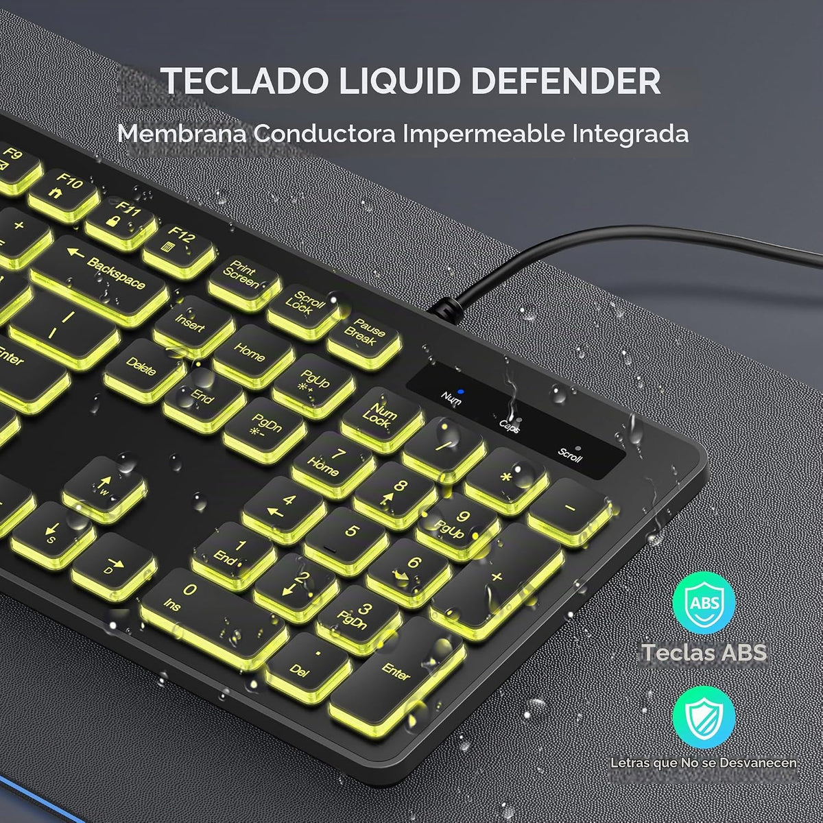 TECKNET Teclado con cable, escritura silenciosa, diseño de tamaño c...