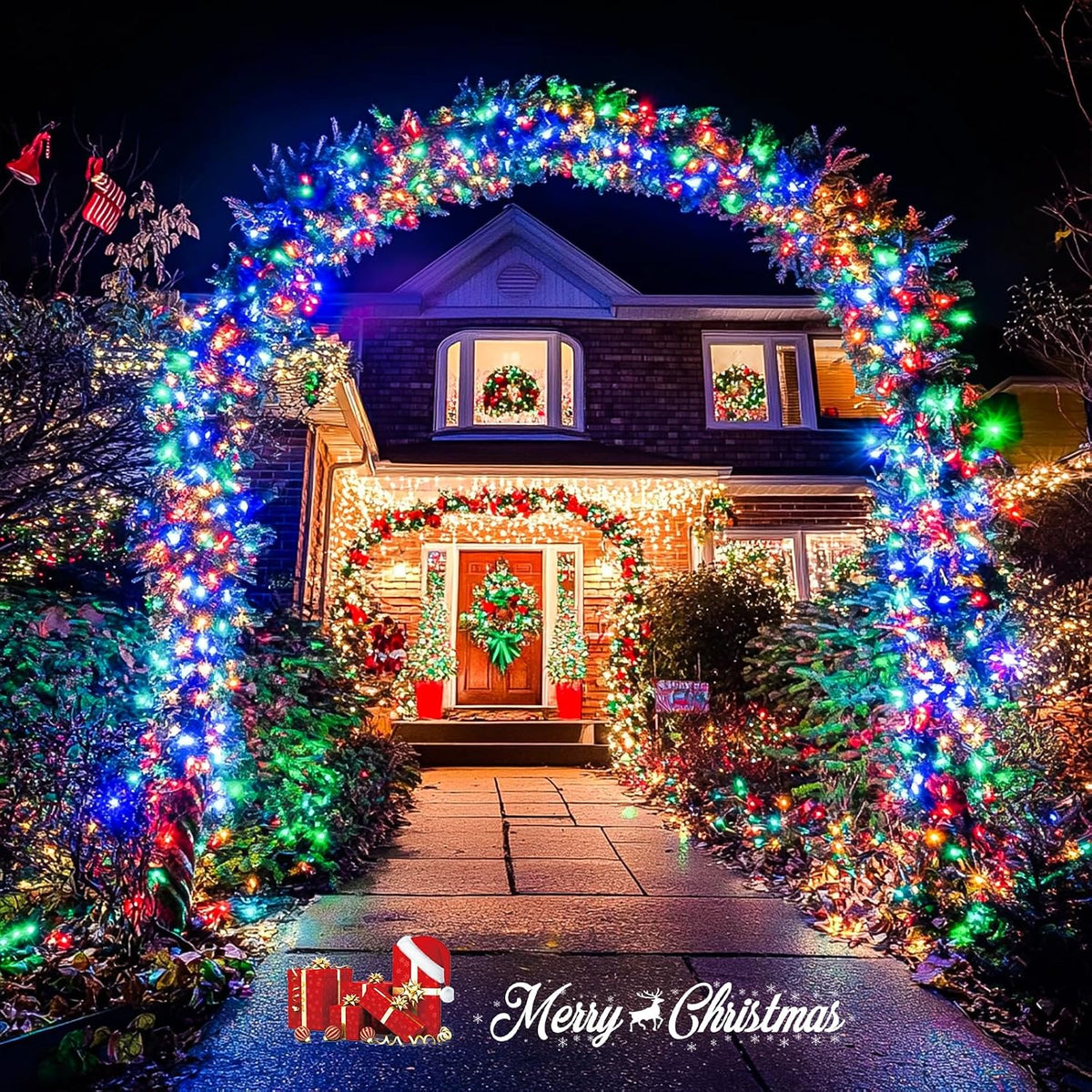 JMEXSUSS 200 luces LED multicolor para árbol de Navidad, alambre tr...