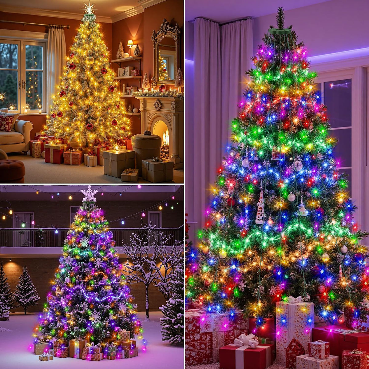 Mlambert Luces de árbol de Navidad, 9.5 pies, 16 líneas, tira de lu...
