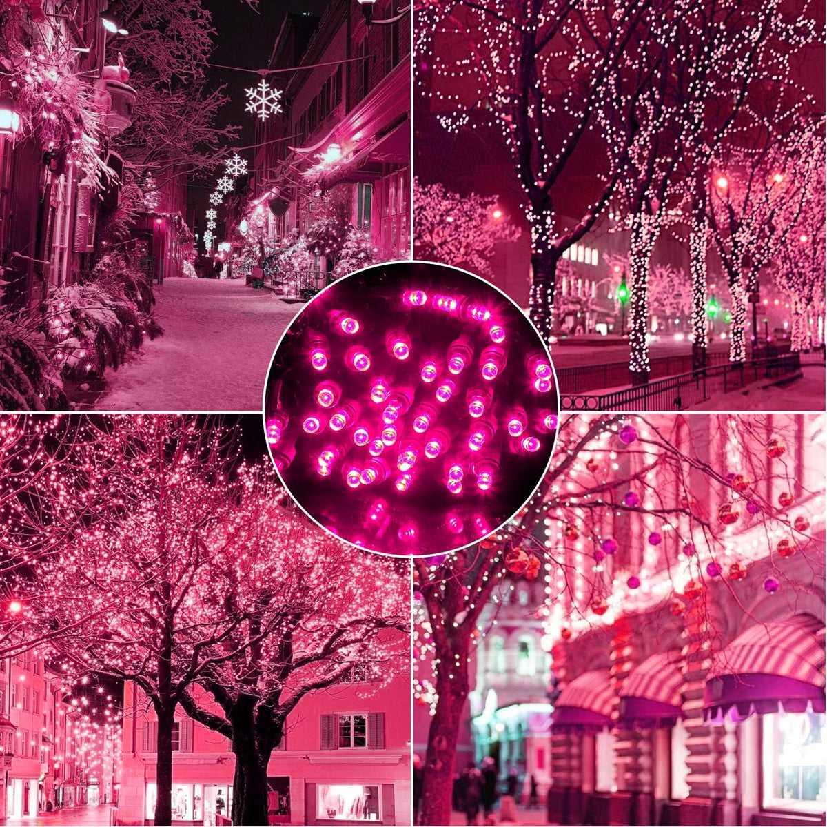 100 luces LED rosas de Navidad \u2013 50 pies 0.197 in de color ros...