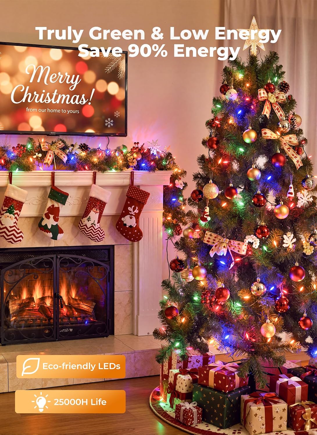 Brightown Luces de Navidad, 76 pies, 200 luces LED para exteriores...
