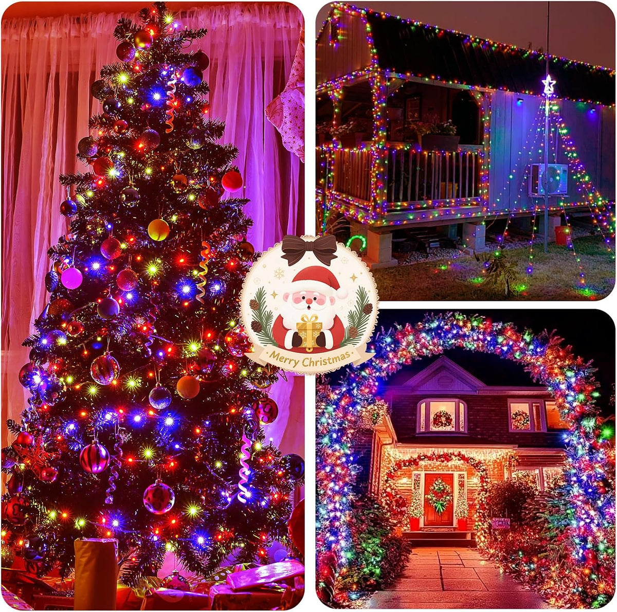 BHCLIGHT Luces navideñas en racimo de 1000 LED de 50 pies con contr...