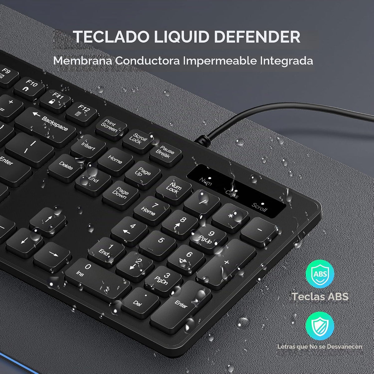 TECKNET Teclado con cable, escritura silenciosa, diseño de tamaño c...