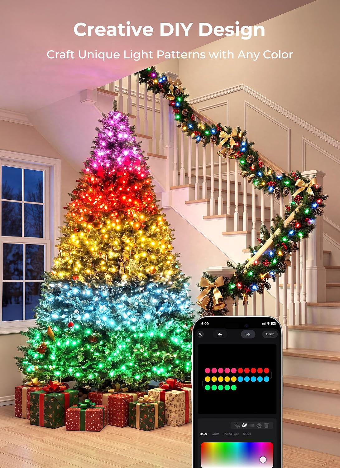 Minetom Cadena de luces LED inteligentes que cambian de color RGB 1...
