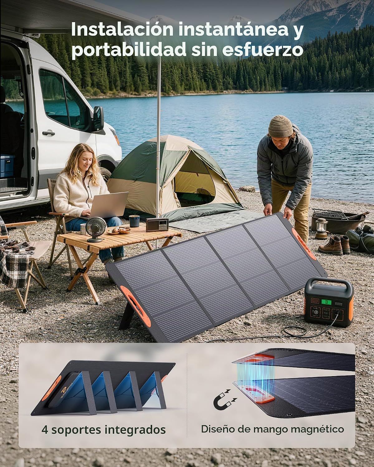 ZOUPW Panel solar portátil tipo N de 220 W de 16 BB para central el...